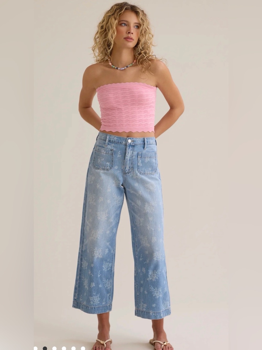 Altar'd State Light Blue Fit & Flare Floral Jeans - Size 26